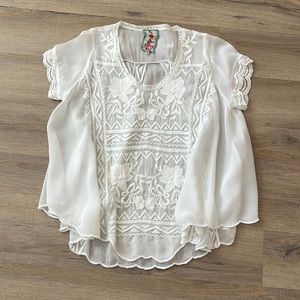 Johnny Was flowy embroidered top